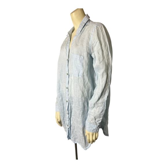 Sigrid Olsen Linen Shirt Dress Button Down M Medium Beach Casual Blue - Picture 5 of 8